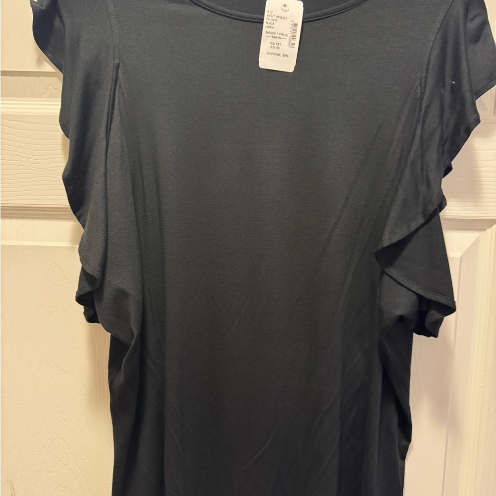 Saks Fifth Avenue Black Split Sleeve Top NEW WITH TAGS